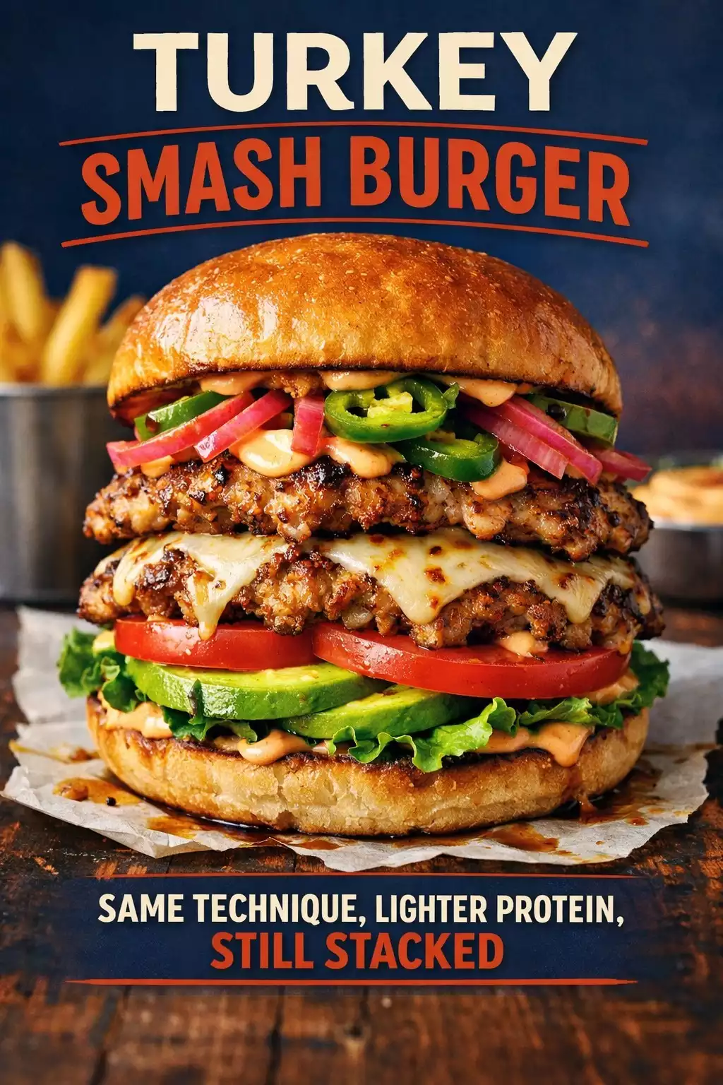 Turkey Smash Burger — Same Technique, Lighter Protein, Still Stacked