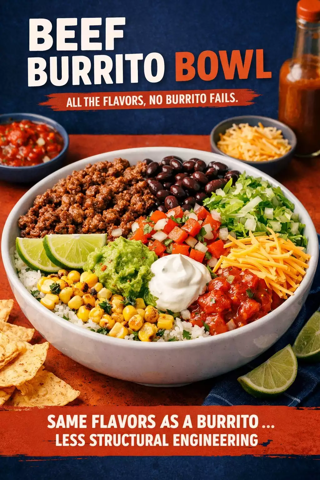 Beef Burrito Bowl — Same Flavors as a Burrito, Less Structural Engineering