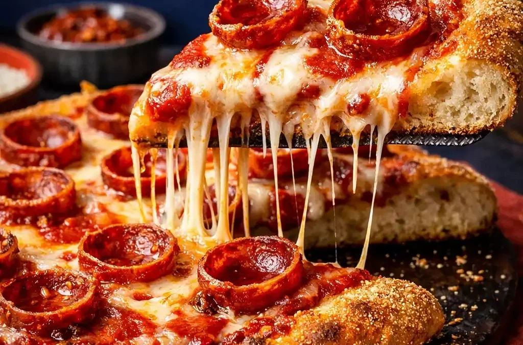 Pepperoni Pizza — Crispy Bottom, Melty Cheese, Curled Pepperoni Cups