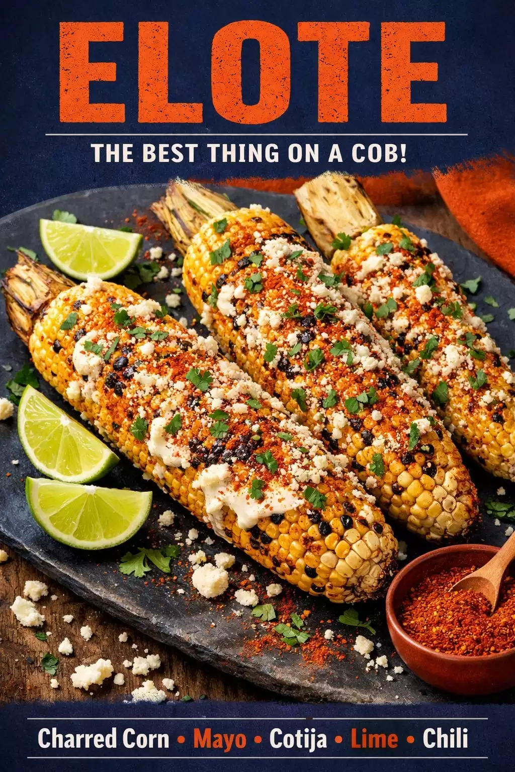 Elote — Charred Corn, Mayo, Cotija, Lime, the Best Thing on a Cob