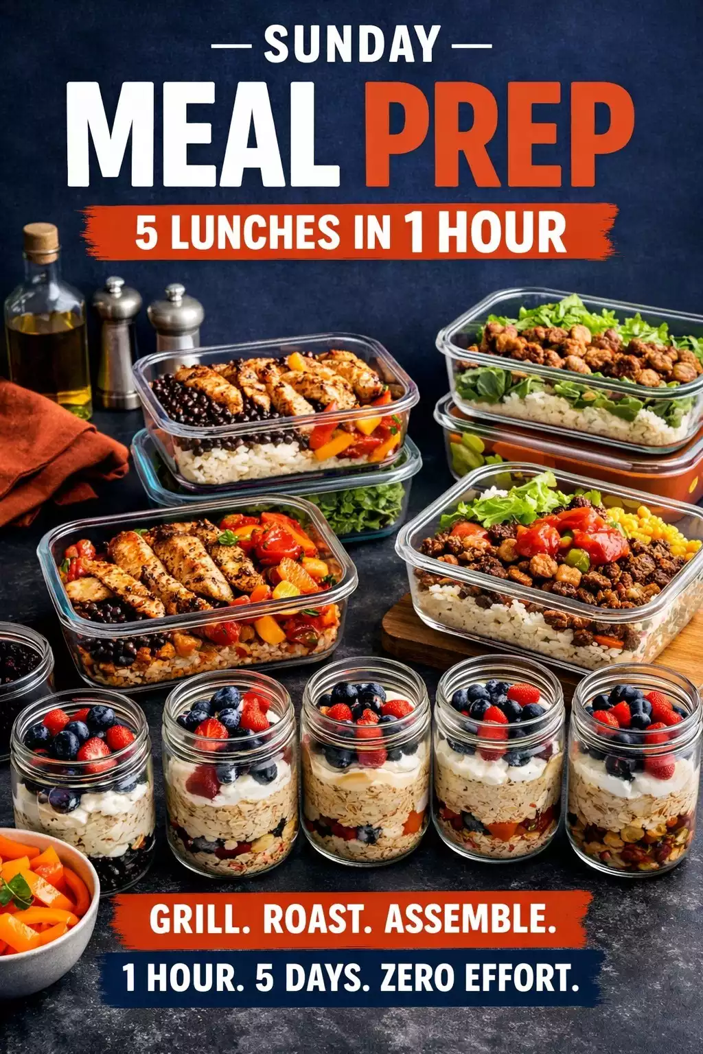 Sunday Meal Prep — 5 Lunches in 1 Hour