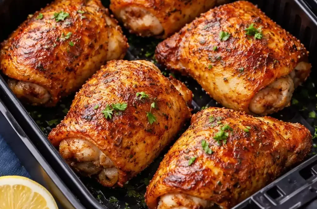 Air Fryer Chicken Thighs — Crispy Skin, Juicy Meat, No Oil Bath