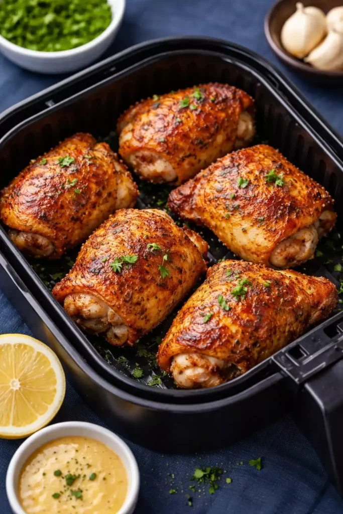 Air Fryer Chicken Thighs — Crispy Skin, Juicy Meat, No Oil Bath