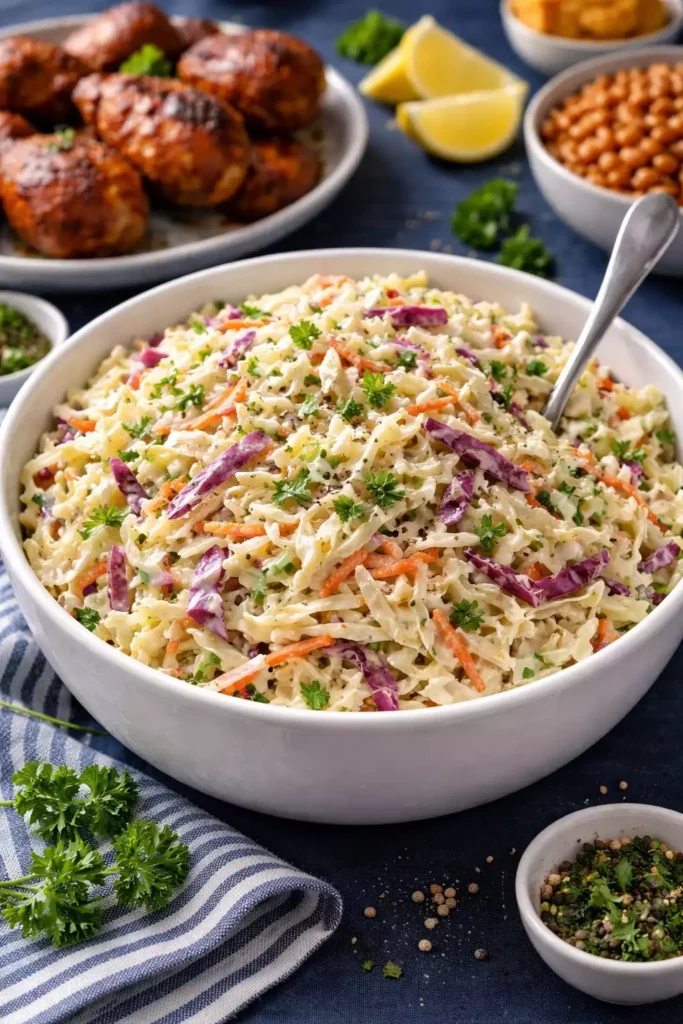 Classic Coleslaw — Creamy, Tangy, and the Cold Crunch Every BBQ Plate Needs
