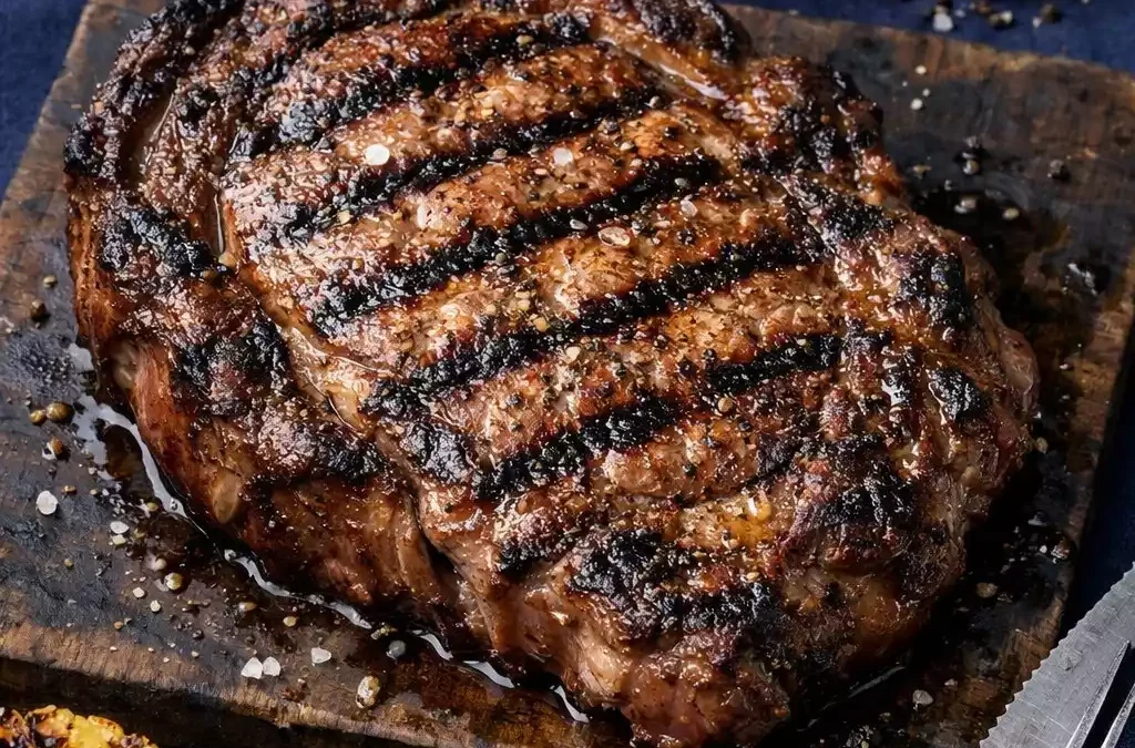 Grilled Ribeye Steak — Salt, Pepper, Screaming Hot Grill, Done