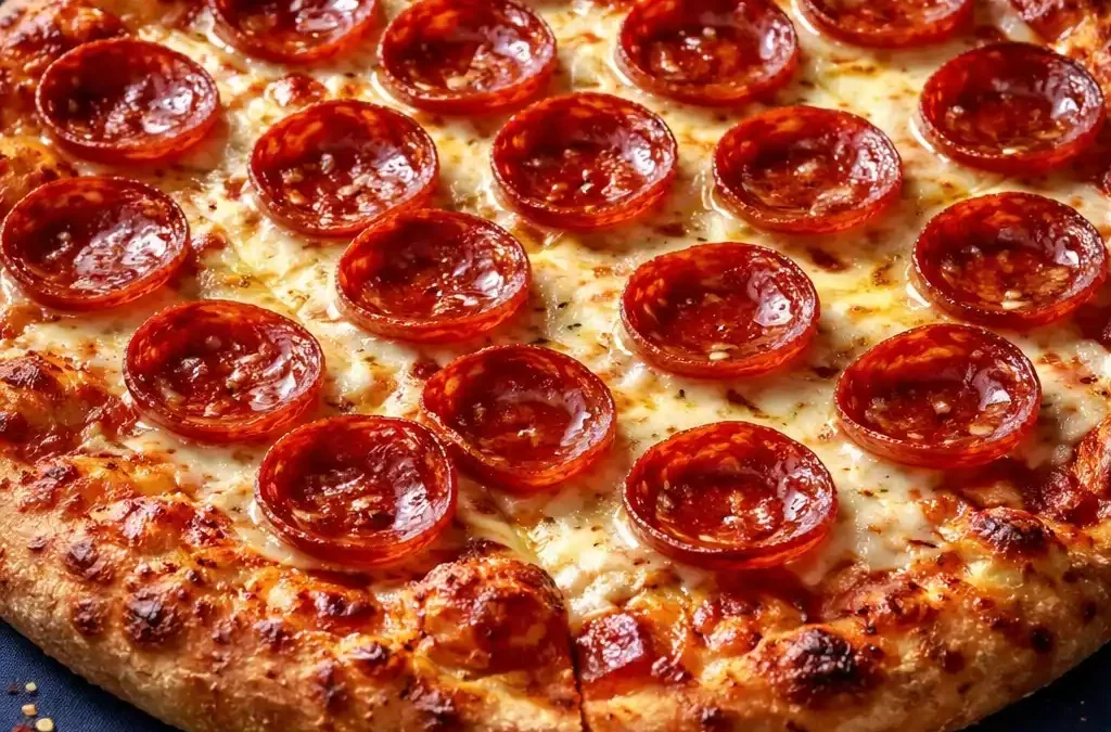 Pepperoni Pizza — Crispy Bottom, Melty Cheese, Curled Pepperoni Cups